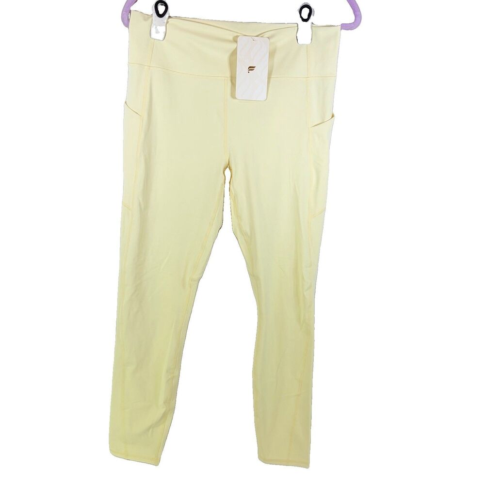 NWT Fabletics Pureluxe Oasis High Waisted Tight Leggings Pockets Yellow Size XL
